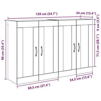 Wandkasten 2 pcs Oud Hout 69,5 x 34 x 90 cm Bewerkt hout