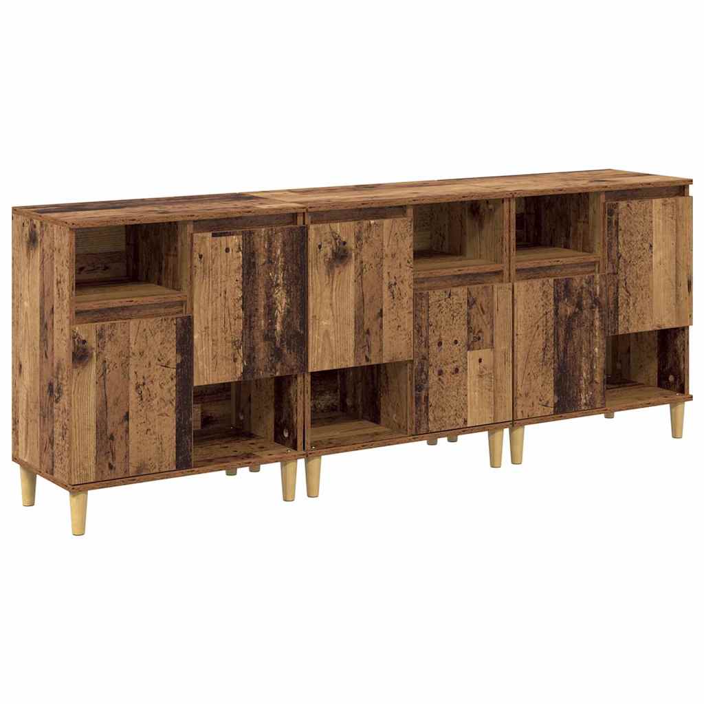 Dressoirs 3 pcs Oud Hout 60 x 35 x 70 cm Bewerkt hout