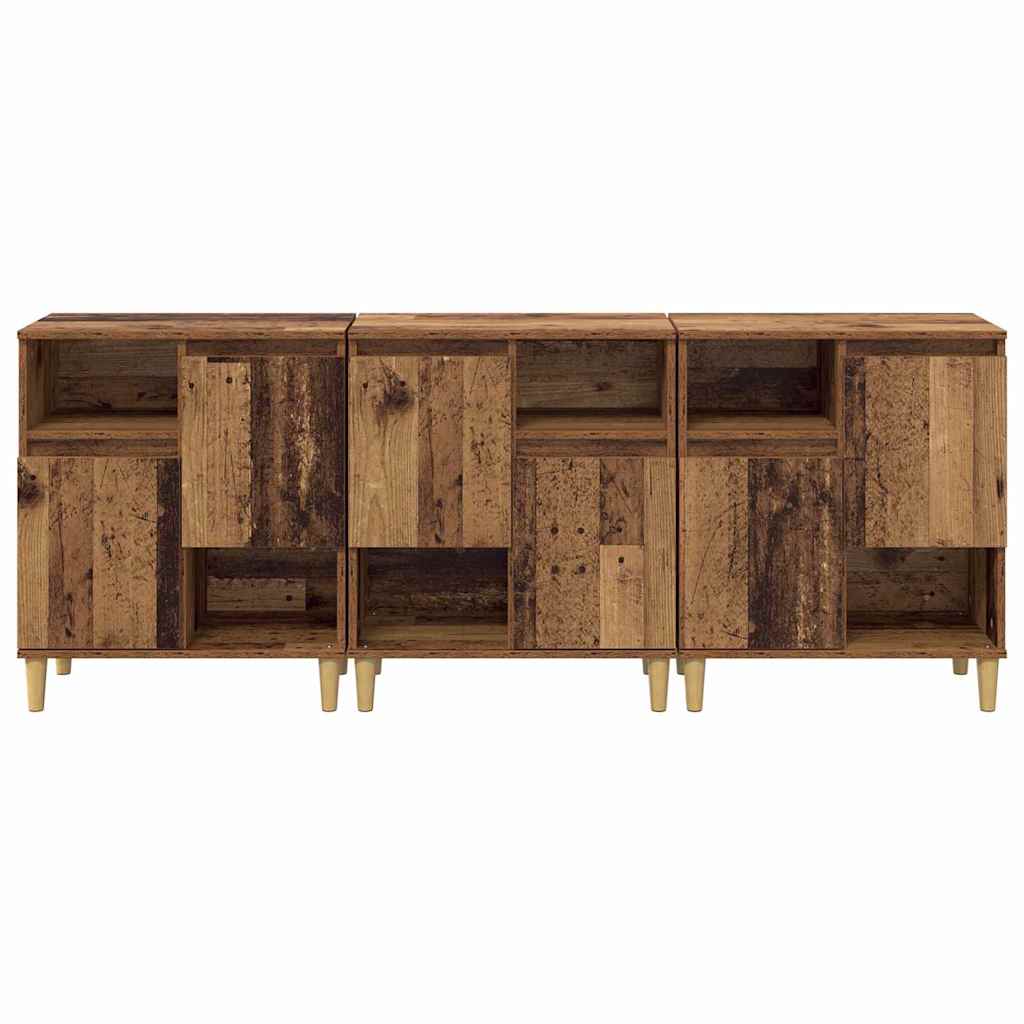 Dressoirs 3 pcs Oud Hout 60 x 35 x 70 cm Bewerkt hout
