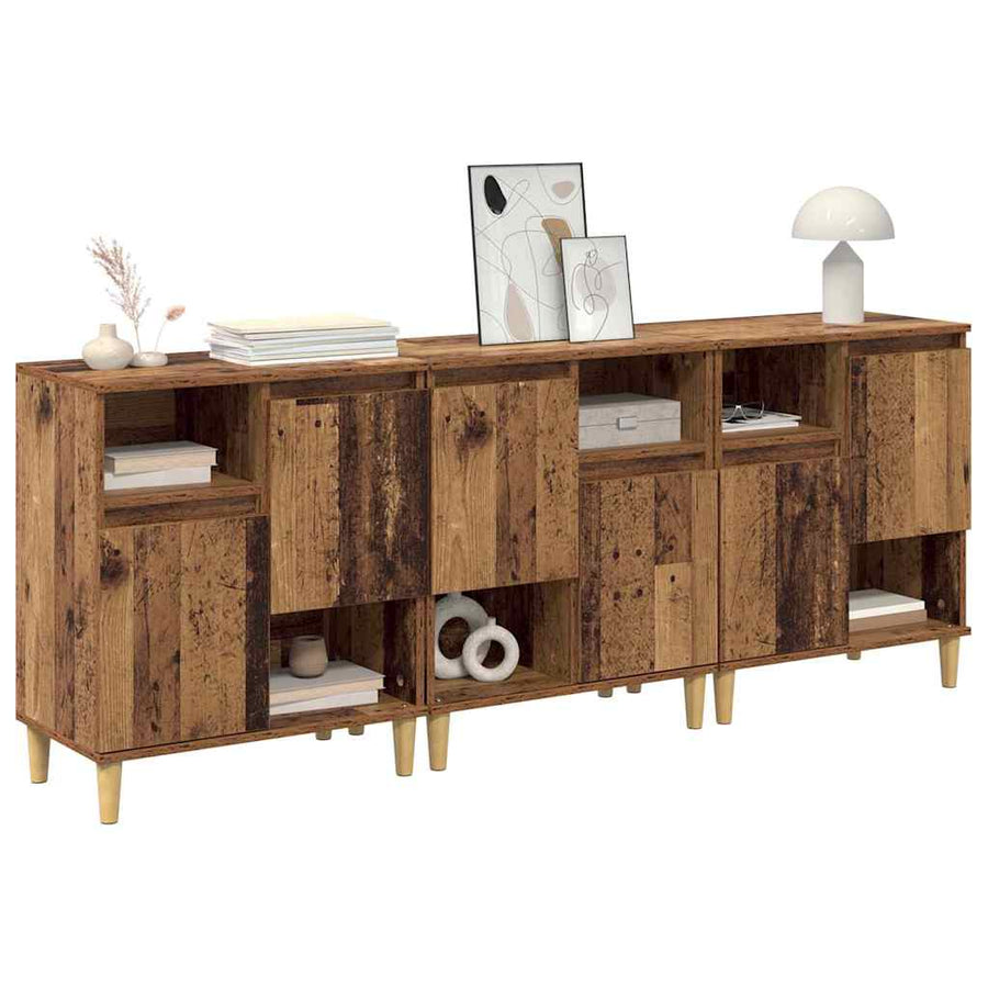 Dressoirs 3 pcs Oud Hout 60 x 35 x 70 cm Bewerkt hout