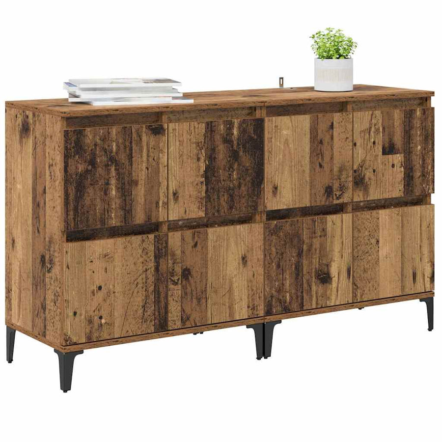 Dressoirs 2 pcs Oud Hout 60 x 35 x 70 cm Bewerkt hout