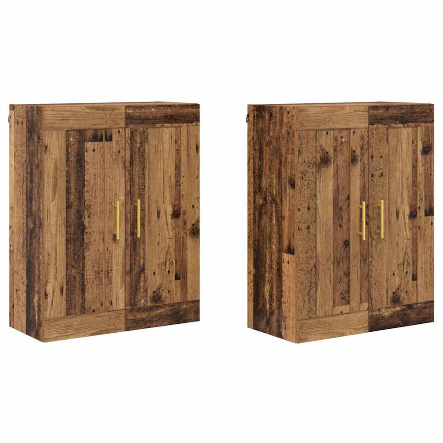 Wandkasten 2 pcs Oud Hout 69,5 x 34 x 90 cm Bewerkt hout