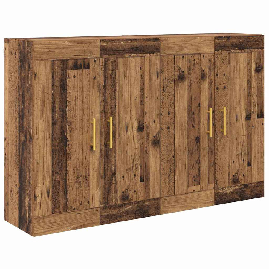 Wandkasten 2 pcs Oud Hout 69,5 x 34 x 90 cm Bewerkt hout