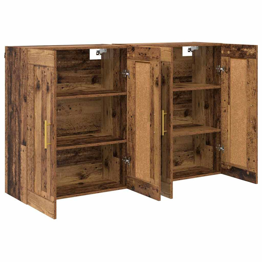 Wandkasten 2 pcs Oud Hout 69,5 x 34 x 90 cm Bewerkt hout