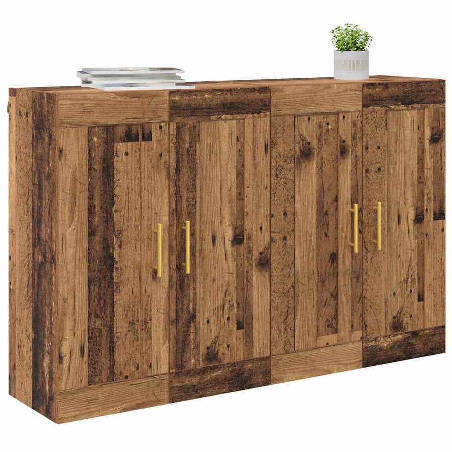 Wandkasten 2 pcs Oud Hout 69,5 x 34 x 90 cm Bewerkt hout