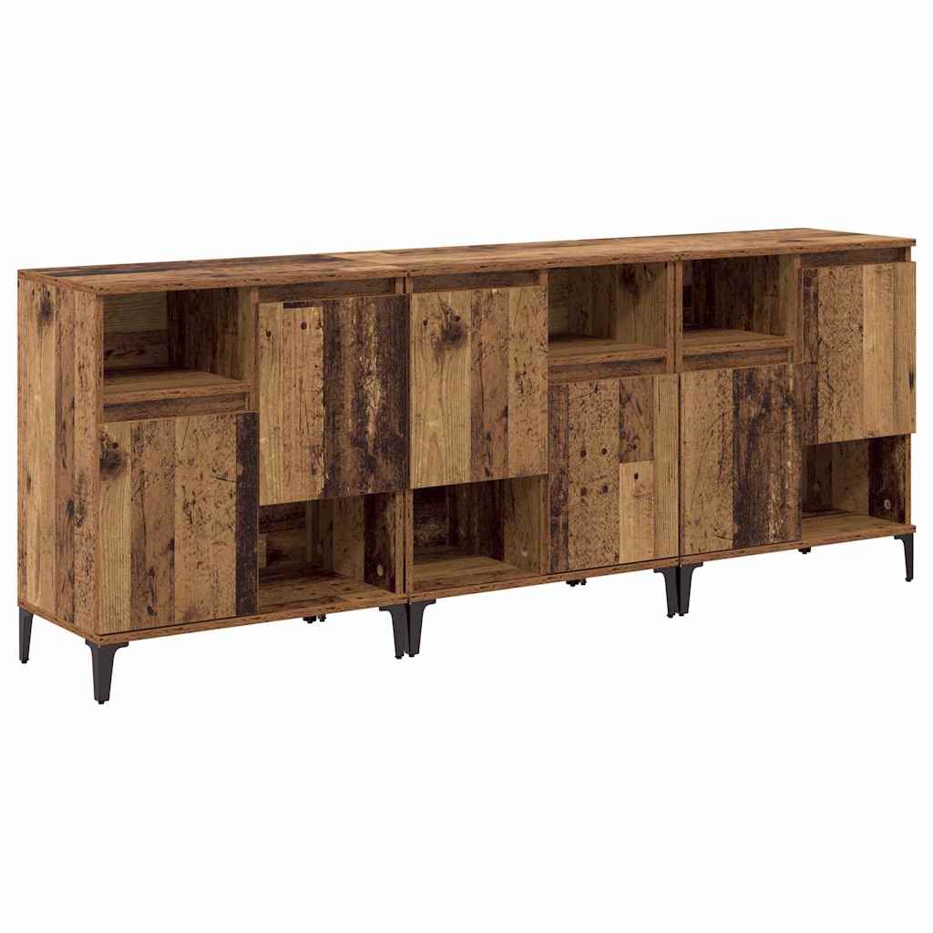 Dressoirs 3 pcs Oud Hout 60 x 35 x 70 cm Bewerkt hout