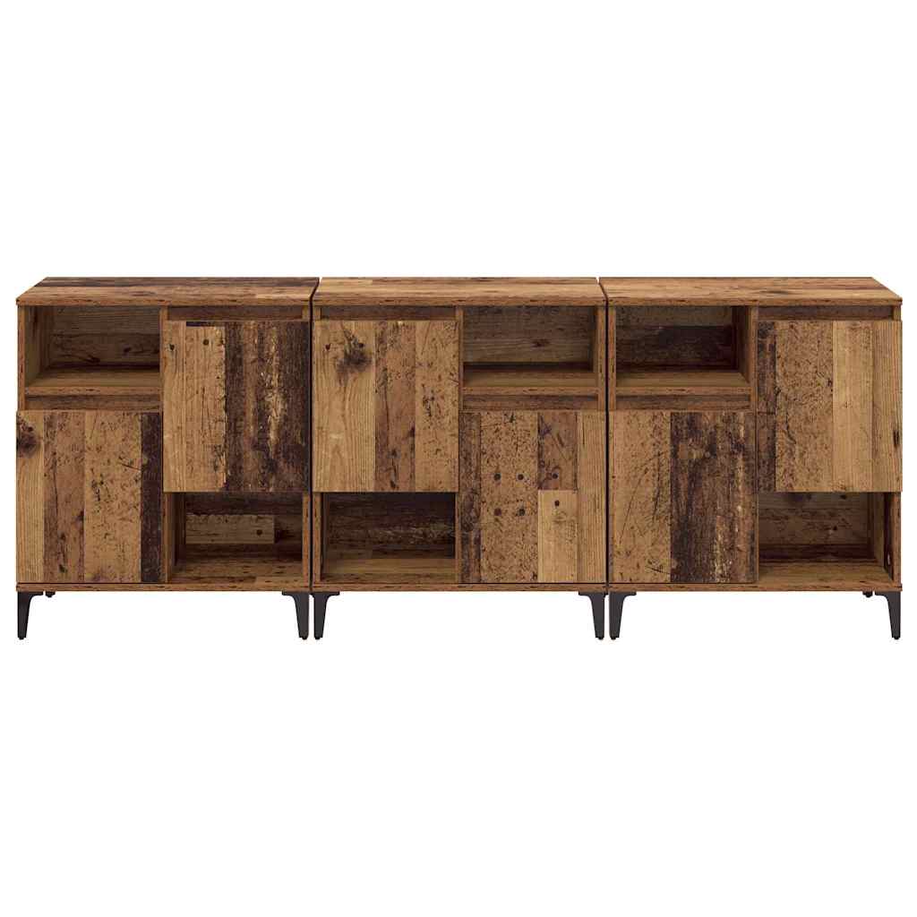 Dressoirs 3 pcs Oud Hout 60 x 35 x 70 cm Bewerkt hout