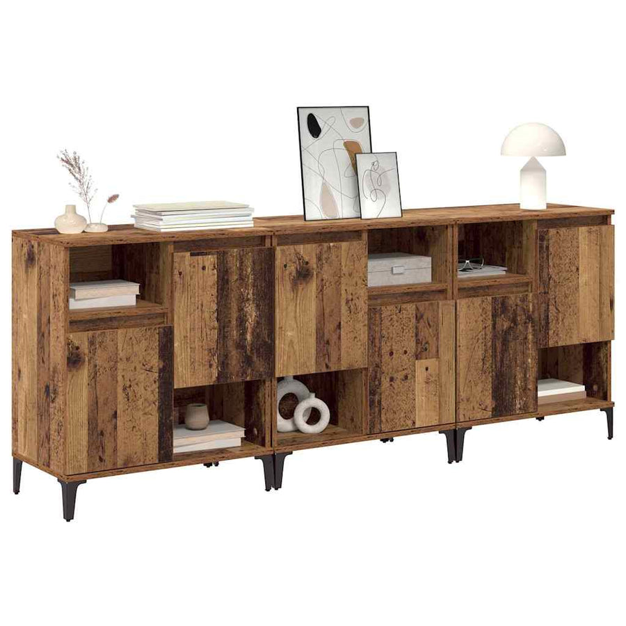Dressoirs 3 pcs Oud Hout 60 x 35 x 70 cm Bewerkt hout