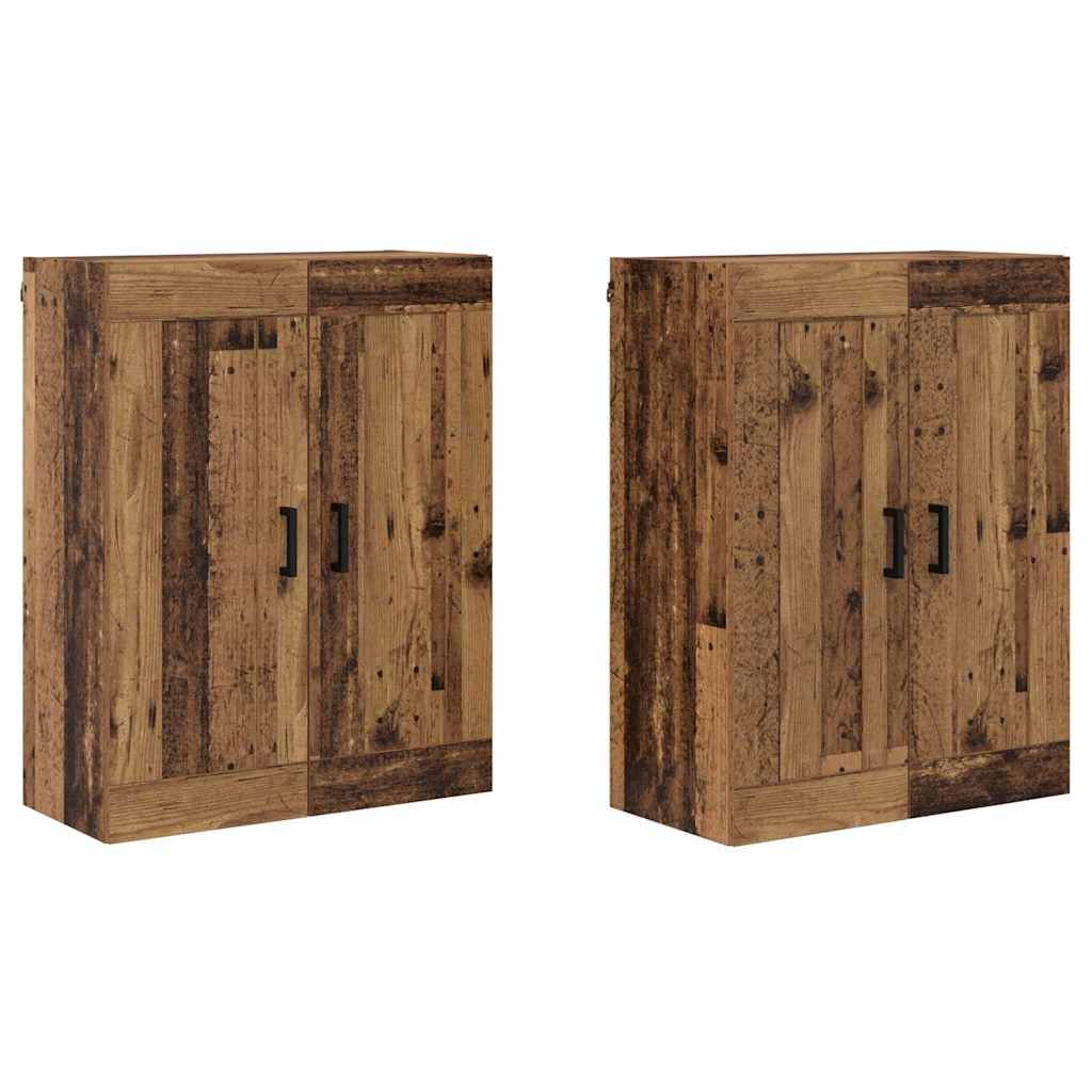 Wandkasten 2 pcs Oud Hout 69,5 x 34 x 90 cm Bewerkt hout