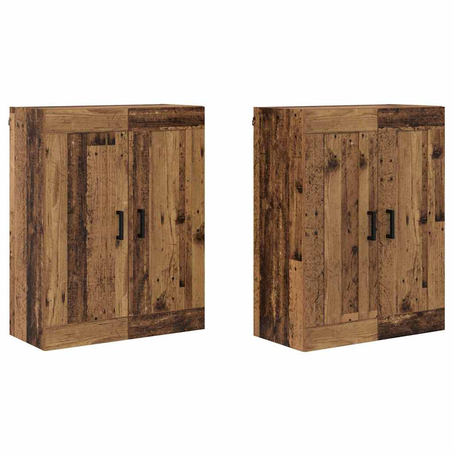 Wandkasten 2 pcs Oud Hout 69,5 x 34 x 90 cm Bewerkt hout