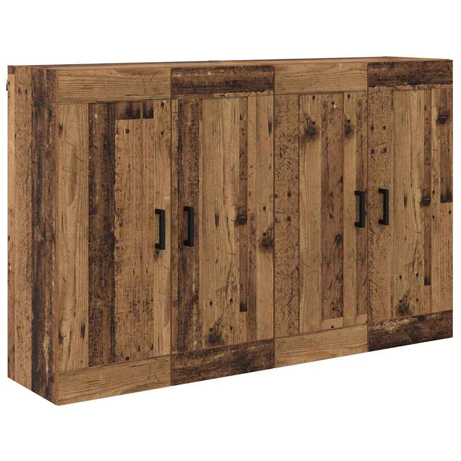 Wandkasten 2 pcs Oud Hout 69,5 x 34 x 90 cm Bewerkt hout