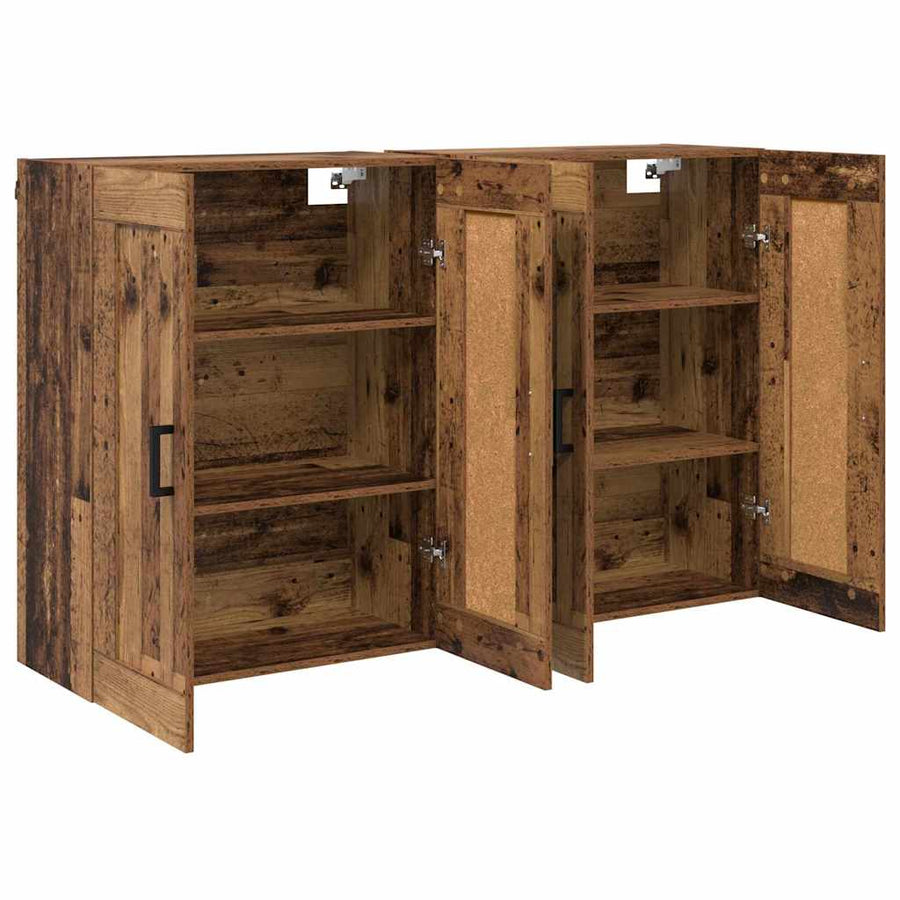 Wandkasten 2 pcs Oud Hout 69,5 x 34 x 90 cm Bewerkt hout