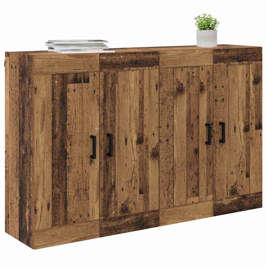 Wandkasten 2 pcs Oud Hout 69,5 x 34 x 90 cm Bewerkt hout
