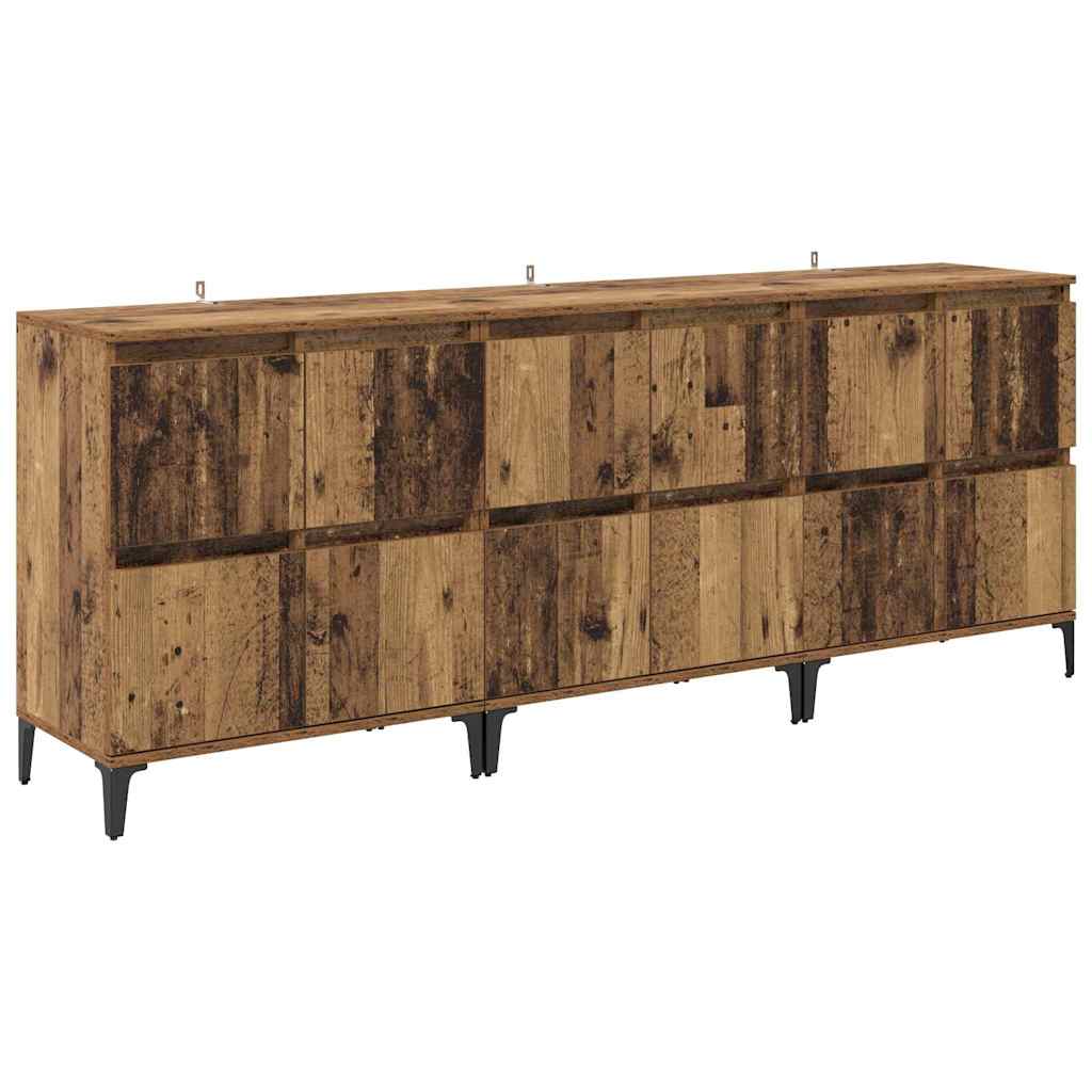 Dressoirs 3 pcs Oud Hout 60 x 35 x 70 cm Bewerkt hout