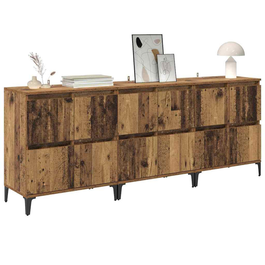 Dressoirs 3 pcs Oud Hout 60 x 35 x 70 cm Bewerkt hout