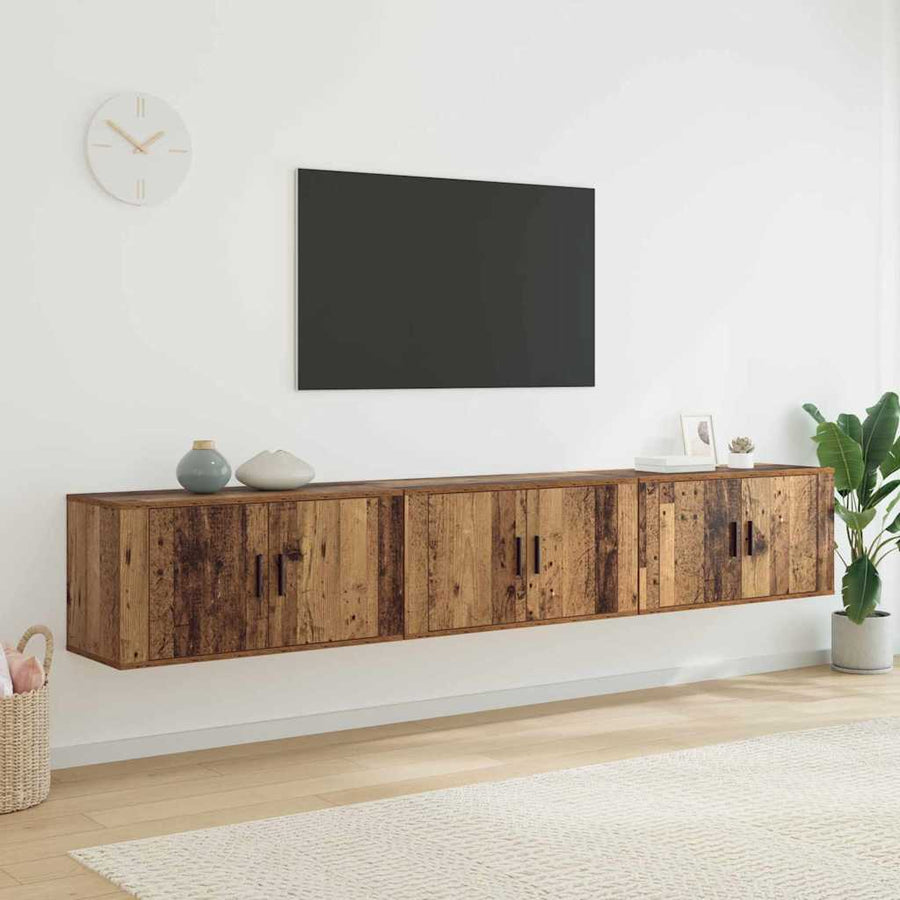Wandtv-kast Set 3 pcs Oud Hout 80 x 34,5 x 40 cm Bewerkt hout