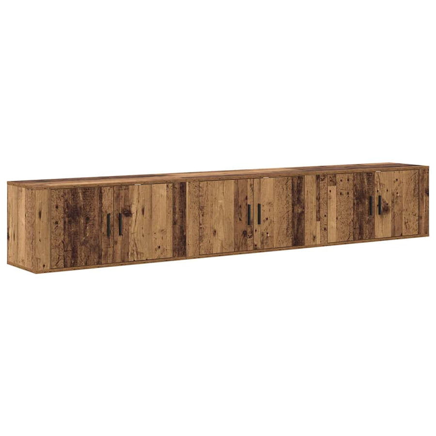 Wandtv-kast Set 3 pcs Oud Hout 80 x 34,5 x 40 cm Bewerkt hout