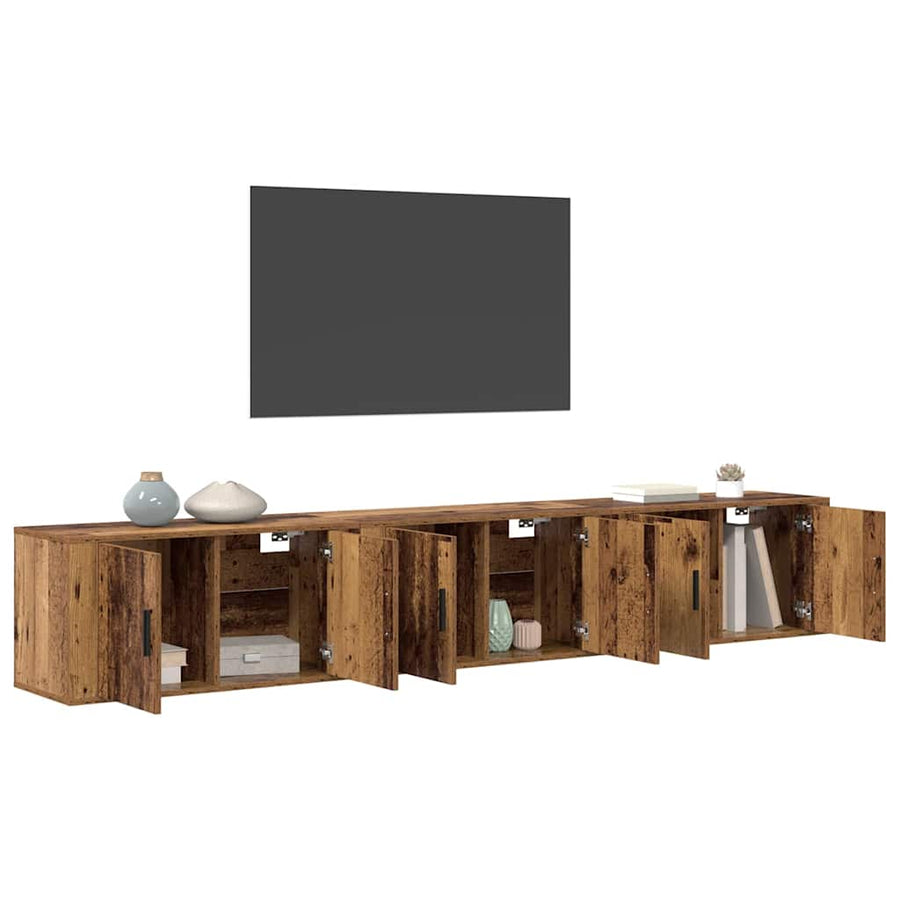Wandtv-kast Set 3 pcs Oud Hout 80 x 34,5 x 40 cm Bewerkt hout