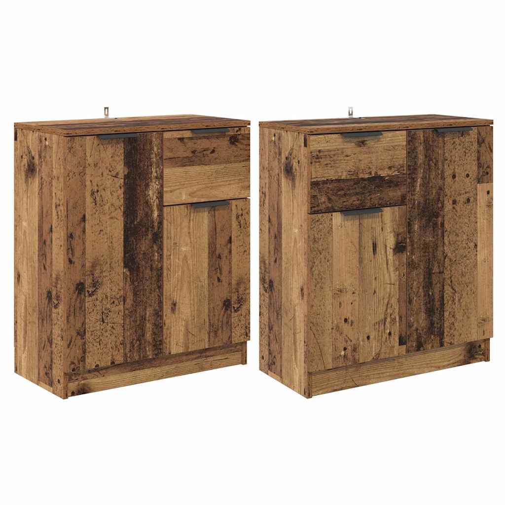 Dressoirs met lade 2 pcs Oud Hout 60 x 30 x 70 cm Bewerkt hout