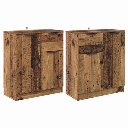 Dressoirs met lade 2 pcs Oud Hout 60 x 30 x 70 cm Bewerkt hout
