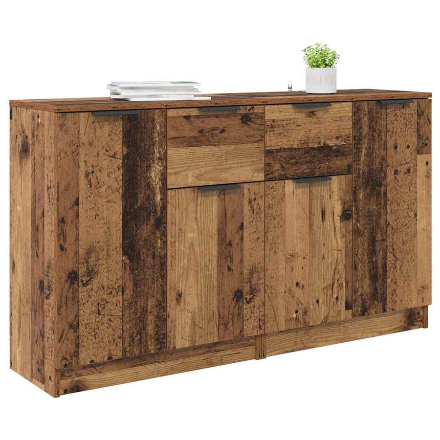 Dressoirs met lade 2 pcs Oud Hout 60 x 30 x 70 cm Bewerkt hout