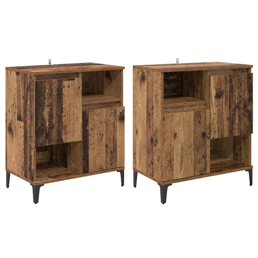 Dressoirs 2 pcs Oud Hout 60 x 35 x 70 cm Bewerkt hout