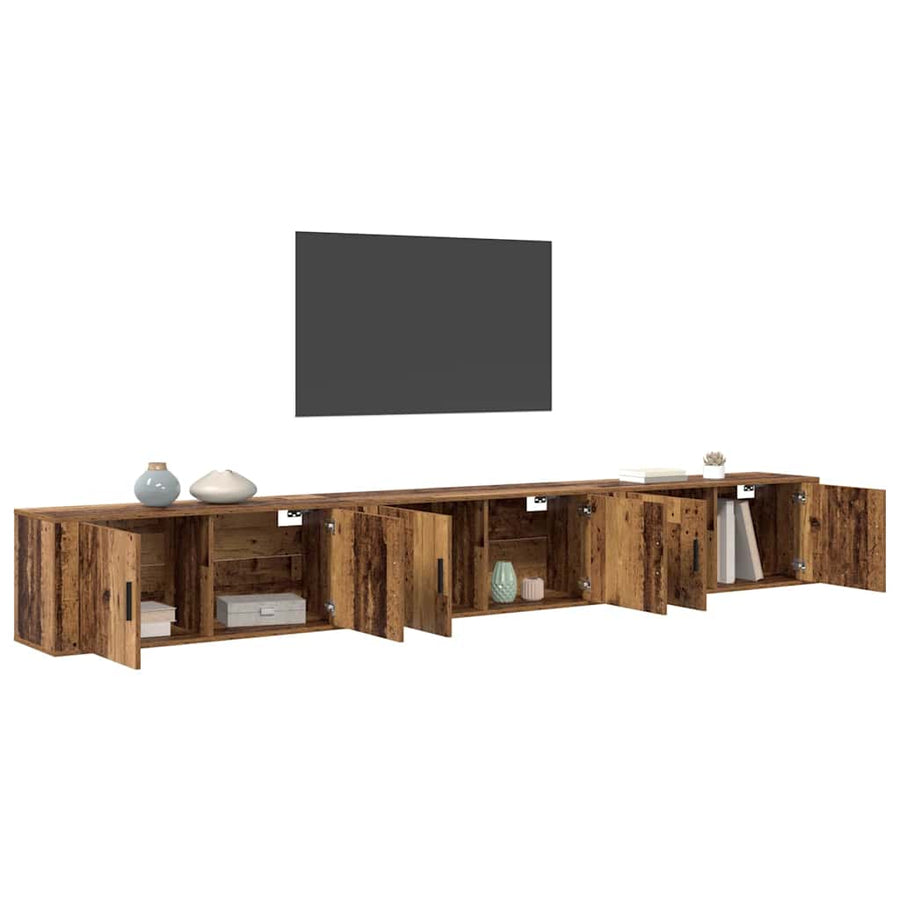 Wandtv-kast Set 3 pcs Oud Hout 100 x 34,5 x 40 cm Bewerkt hout