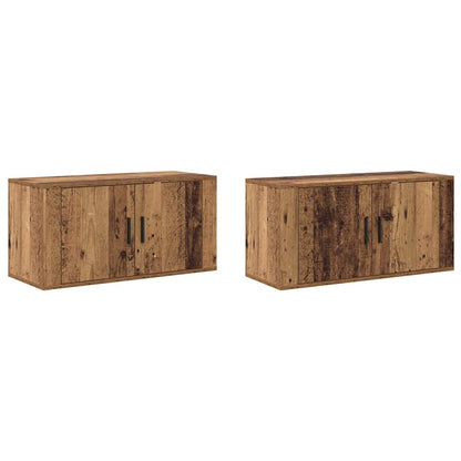 Wandtv-kast Set 2 pcs Oud Hout 80 x 34,5 x 40 cm Bewerkt hout