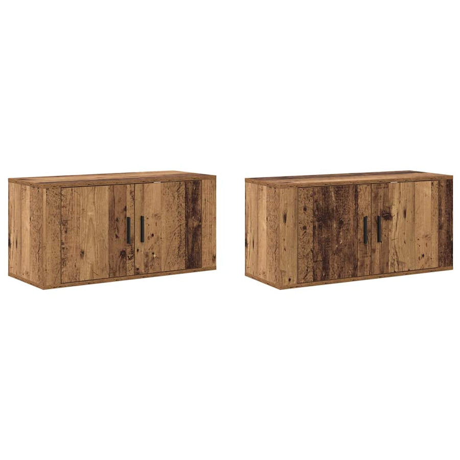 Wandtv-kast Set 2 pcs Oud Hout 80 x 34,5 x 40 cm Bewerkt hout
