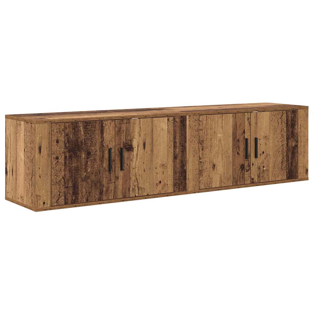 Wandtv-kast Set 2 pcs Oud Hout 80 x 34,5 x 40 cm Bewerkt hout