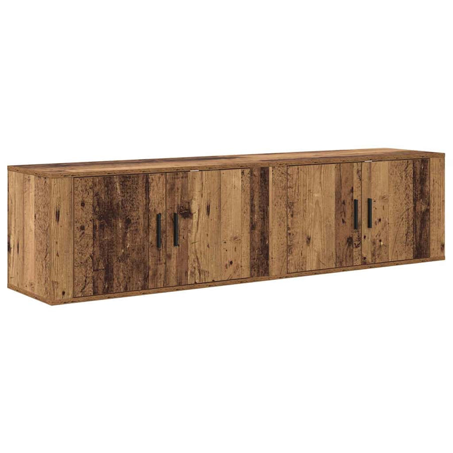 Wandtv-kast Set 2 pcs Oud Hout 80 x 34,5 x 40 cm Bewerkt hout