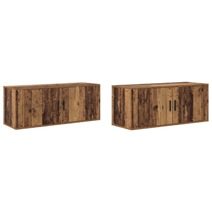 Wandtv-kast Set 2 pcs Oud Hout 100 x 34,5 x 40 cm Bewerkt hout