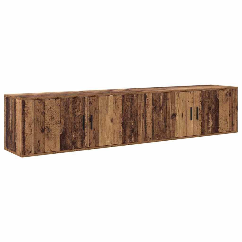 Wandtv-kast Set 2 pcs Oud Hout 100 x 34,5 x 40 cm Bewerkt hout