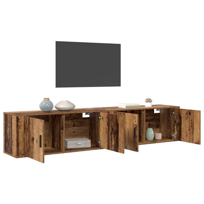 Wandtv-kast Set 2 pcs Oud Hout 100 x 34,5 x 40 cm Bewerkt hout