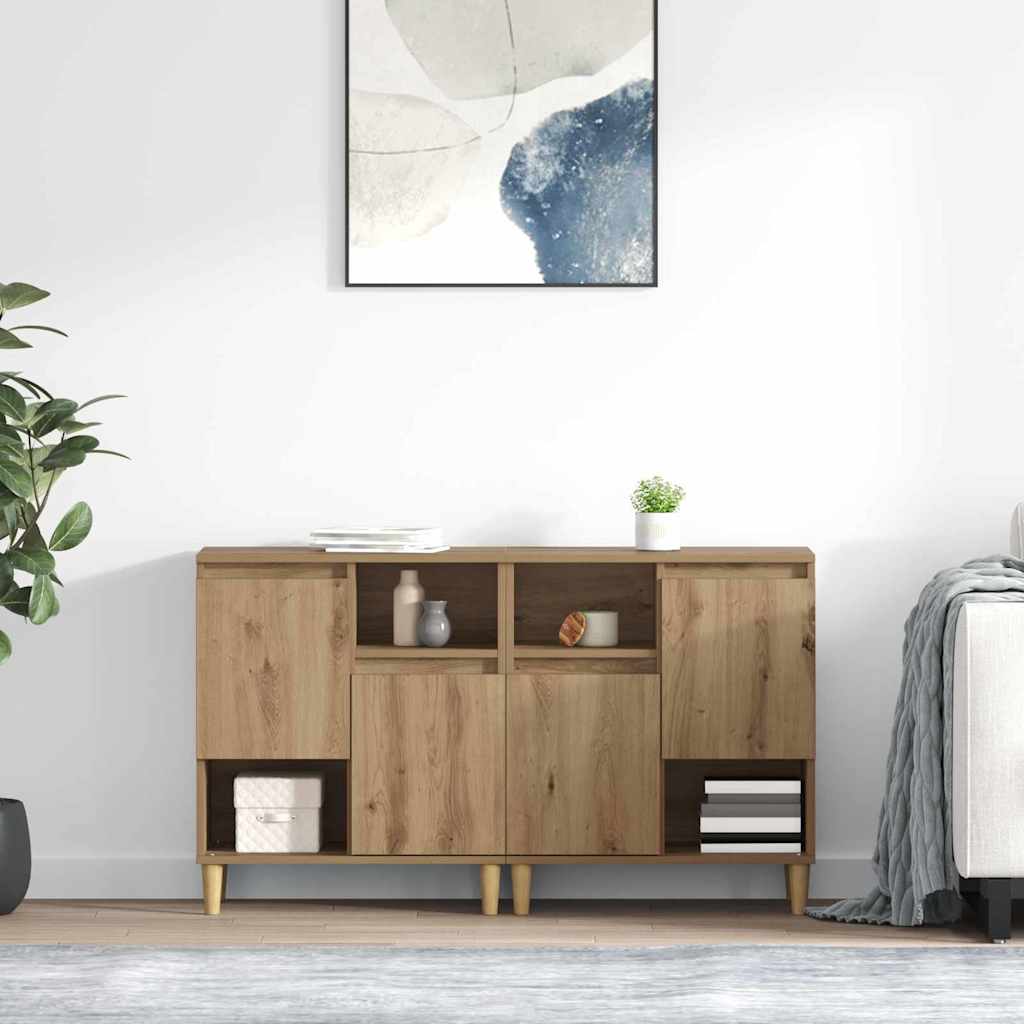 Dressoirs 2 pcs Artisan Eiken 60 x 35 x 70 cm Bewerkt hout