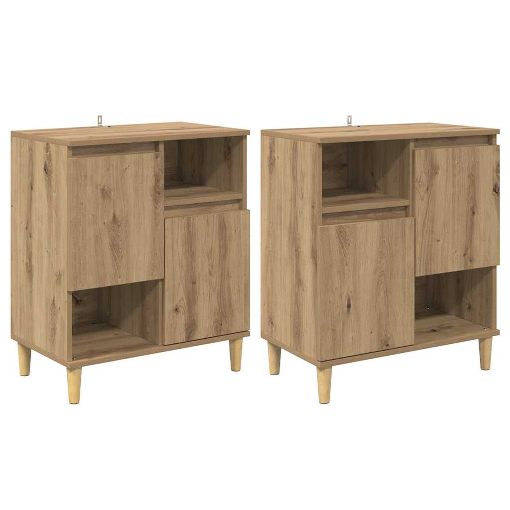 Dressoirs 2 pcs Artisan Eiken 60 x 35 x 70 cm Bewerkt hout
