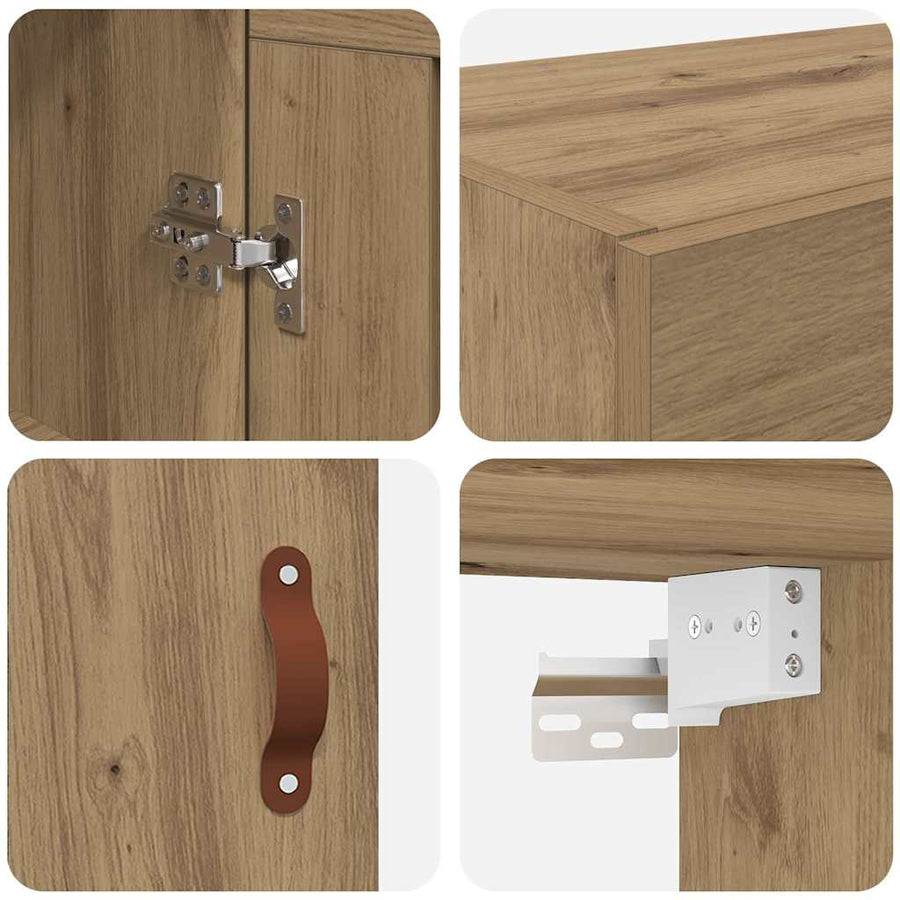 Wandkasten 2 pcs Artisan Eiken 69,5 x 34 x 90 cm Bewerkt hout