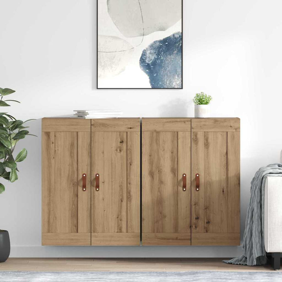 Wandkasten 2 pcs Artisan Eiken 69,5 x 34 x 90 cm Bewerkt hout