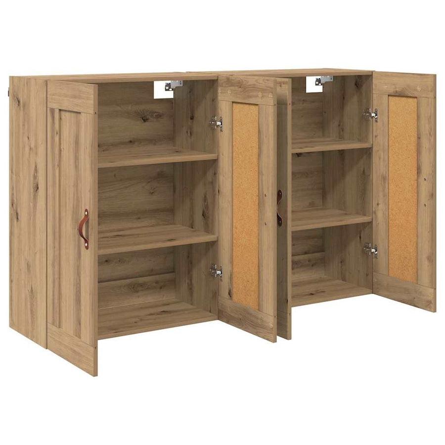 Wandkasten 2 pcs Artisan Eiken 69,5 x 34 x 90 cm Bewerkt hout