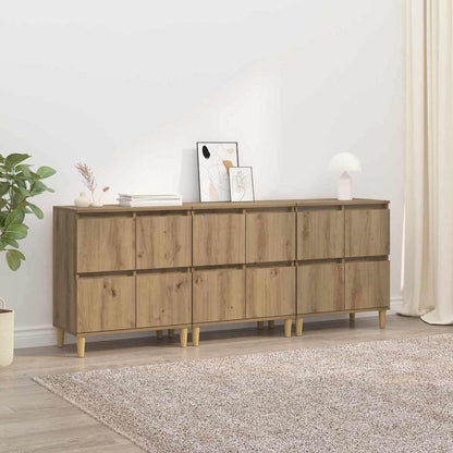 Dressoirs 3 pcs Artisan Eiken 60 x 35 x 70 cm Bewerkt hout