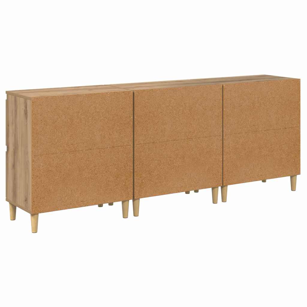 Dressoirs 3 pcs Artisan Eiken 60 x 35 x 70 cm Bewerkt hout