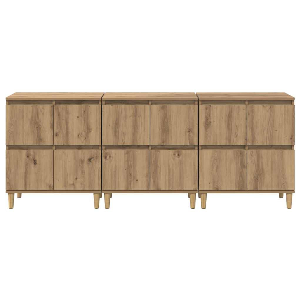 Dressoirs 3 pcs Artisan Eiken 60 x 35 x 70 cm Bewerkt hout