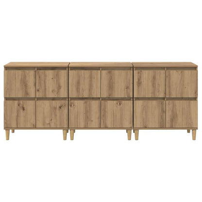 Dressoirs 3 pcs Artisan Eiken 60 x 35 x 70 cm Bewerkt hout