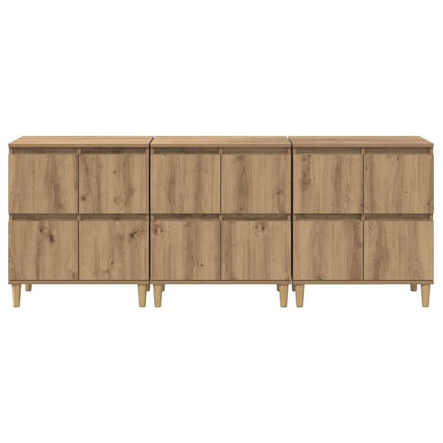 Dressoirs 3 pcs Artisan Eiken 60 x 35 x 70 cm Bewerkt hout