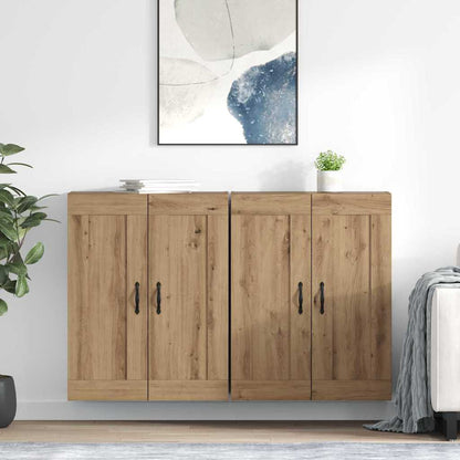 Wandkasten 2 pcs Artisan Eiken 69,5 x 34 x 90 cm Bewerkt hout