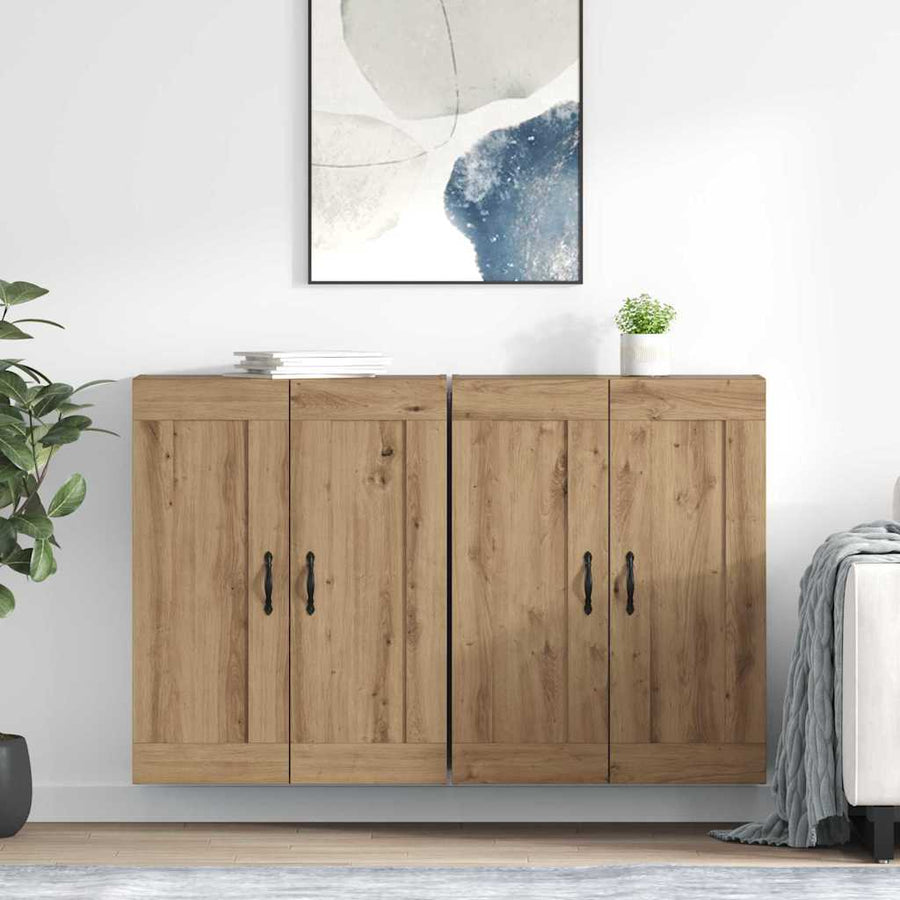 Wandkasten 2 pcs Artisan Eiken 69,5 x 34 x 90 cm Bewerkt hout