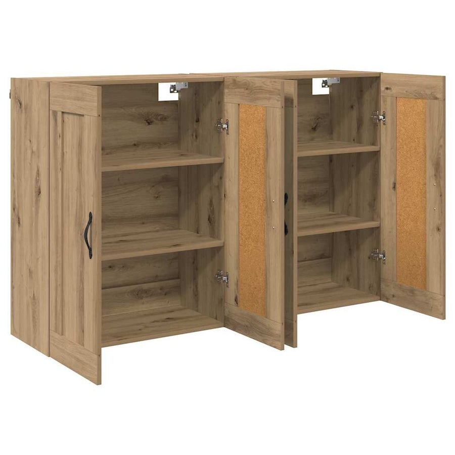 Wandkasten 2 pcs Artisan Eiken 69,5 x 34 x 90 cm Bewerkt hout