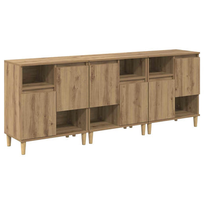 Dressoirs 3 pcs Artisan Eiken 60 x 35 x 70 cm Bewerkt hout