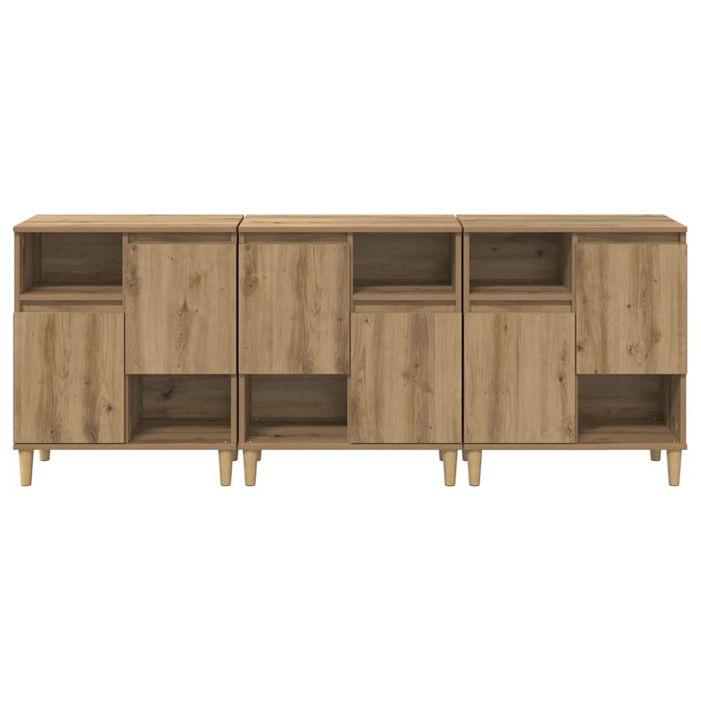 Dressoirs 3 pcs Artisan Eiken 60 x 35 x 70 cm Bewerkt hout