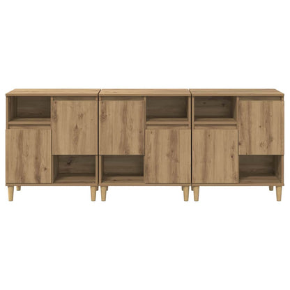 Dressoirs 3 pcs Artisan Eiken 60 x 35 x 70 cm Bewerkt hout